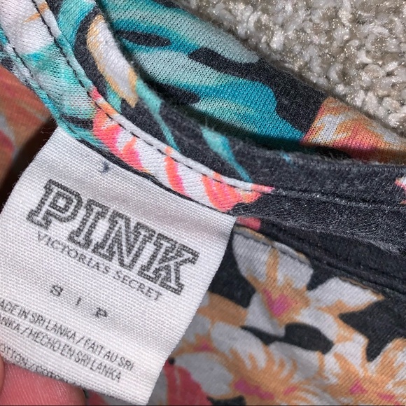 PINK Victorias Secret Orange, Green & Black Tropical shirt size S - Picture 7 of 9